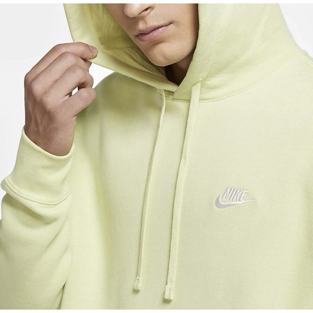 Nike Sportswear Club Fleece Long Sleeve Pullover Hoodie Sweatshirt Lemon Twist M - Picture 4 of 10